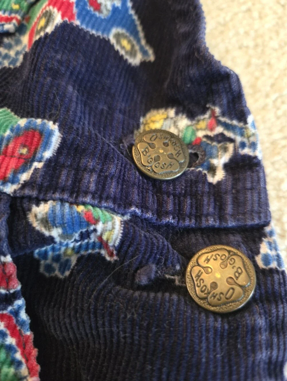 RARE Vintage 1990s Oshgosh B'gosh Blue Patterned Mice At Work Corduroy Overalls
